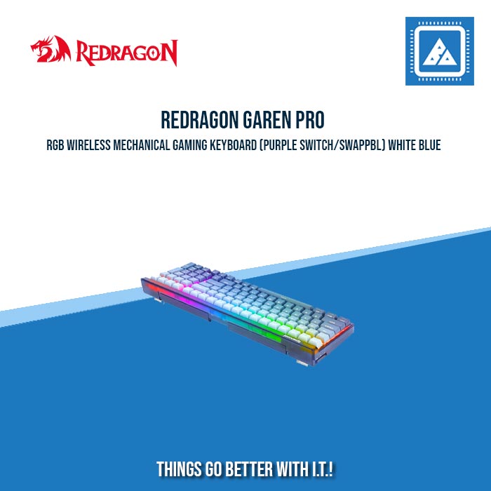 REDRAGON GAREN PRO RGB WIRELESS MECHANICAL GAMING KEYBOARD (PURPLE SWITCH/SWAPPBL) WHITE BLUE REDRAGON GAREN PRO RGB WIRELESS MECHANICAL GAMING KEYBOARD (PURPLE SWITCH/SWAPPBL) WHITE BLUE
